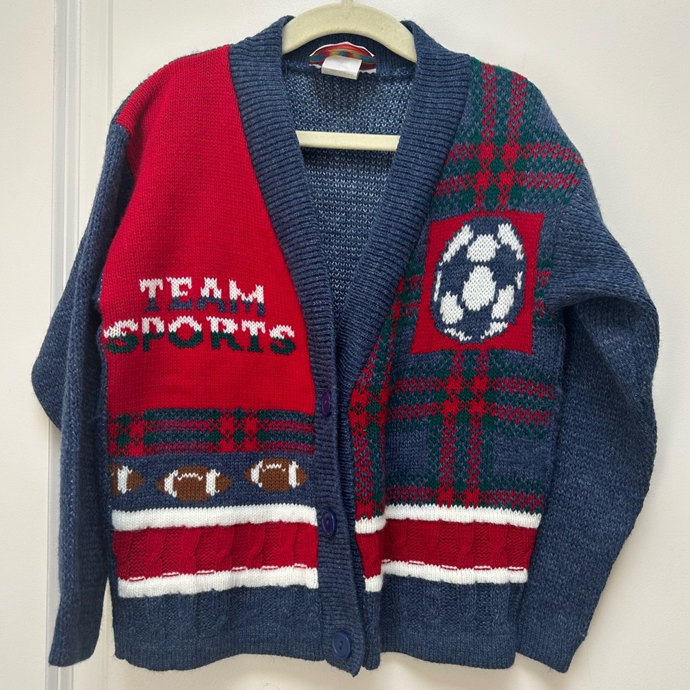 Vintage Kids Hot Cashews Varsity Sports Cardigan Size 5-6